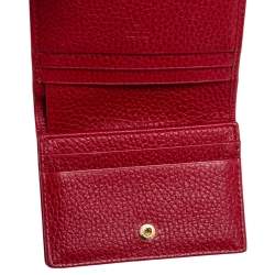 Gucci Red Leather GG Marmont Flap Card Case