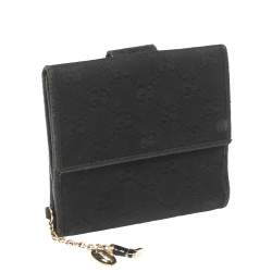 مملوكة مسبقًا محفظة غوتشي فرينش جلد وكانفاس جيجي سوداء