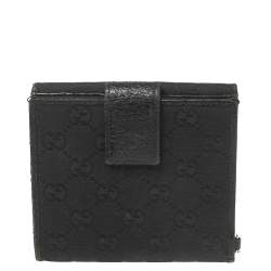 مملوكة مسبقًا محفظة غوتشي فرينش جلد وكانفاس جيجي سوداء