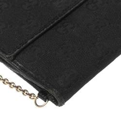 مملوكة مسبقًا محفظة غوتشي فرينش جلد وكانفاس جيجي سوداء