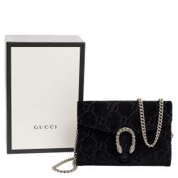 Pre Owned Gucci Black GG Velvet Mini Dionysus Wallet On Chain 