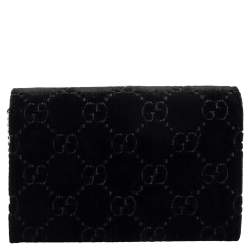 Pre Owned Gucci Black GG Velvet Mini Dionysus Wallet On Chain 