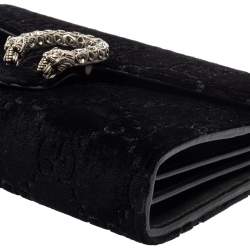 Pre Owned Gucci Black GG Velvet Mini Dionysus Wallet On Chain 