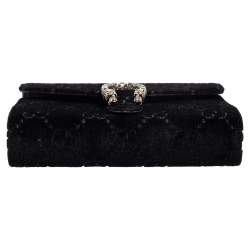Pre Owned Gucci Black GG Velvet Mini Dionysus Wallet On Chain 