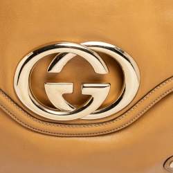 Pre Owned Gucci Beige Leather Medium Britt Tassel Hobo