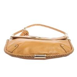 Pre Owned Gucci Beige Leather Medium Britt Tassel Hobo