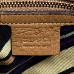 Pre Owned Gucci Beige Leather Medium Britt Tassel Hobo