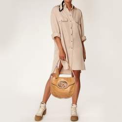 Pre Owned Gucci Beige Leather Medium Britt Tassel Hobo