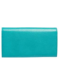 Pre Owned Gucci Turquoise Leather Horsebit Continental Wallet