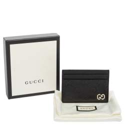Pre Owned Gucci Black Guccissima Leather Interlocking G Card Holder