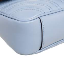 مملوكة مسبقًا Gucci Blue Leather Mini GG Marmont Shoulder Bag