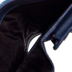 مملوكة مسبقًا Gucci Blue Matelassé Denim and Leather GG Pearl Marmont Compact Wallet