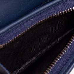 مملوكة مسبقًا Gucci Blue Matelassé Denim and Leather GG Pearl Marmont Compact Wallet