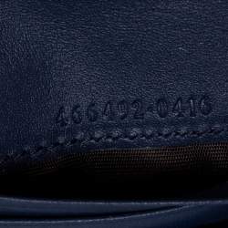 مملوكة مسبقًا Gucci Blue Matelassé Denim and Leather GG Pearl Marmont Compact Wallet