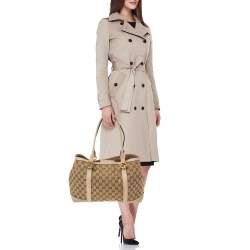 Pre Owned Gucci Beige GG Canvas and Leather Miss GG Tote