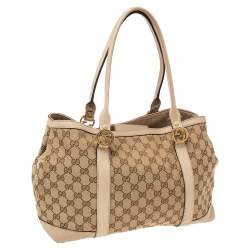 Pre Owned Gucci Beige GG Canvas and Leather Miss GG Tote