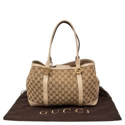Pre Owned Gucci Beige GG Canvas and Leather Miss GG Tote