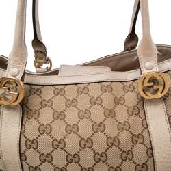 Pre Owned Gucci Beige GG Canvas and Leather Miss GG Tote
