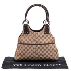 Pre Owned Gucci Beige/Brown GG Canvas and Leather Shoulder Bag