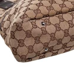 Pre Owned Gucci Beige/Brown GG Canvas and Leather Shoulder Bag