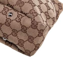 Pre Owned Gucci Beige/Brown GG Canvas and Leather Shoulder Bag