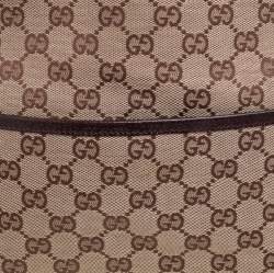 Pre Owned Gucci Beige/Brown GG Canvas and Leather Shoulder Bag