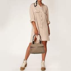 Pre Owned Gucci Beige/Brown GG Canvas and Leather Shoulder Bag