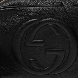 مملوكة مسبقًا حقيبة كتف غوتشي سوهو ديسكو جلد أسود لامع صغيرة