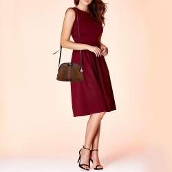 Pre Owned Gucci Brown/Black Suede and Patent Leather Ophidia Crossbody Bag