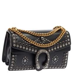 Pre Owned Gucci Black Leather Dionysus Studded Shoulder Bag