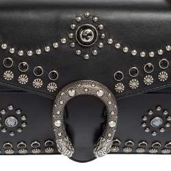 Pre Owned Gucci Black Leather Dionysus Studded Shoulder Bag
