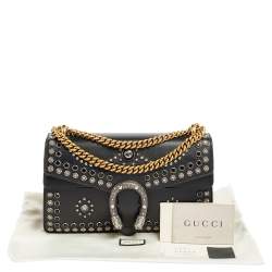 Pre Owned Gucci Black Leather Dionysus Studded Shoulder Bag