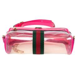 Pre Owned Gucci Pink PVC and Leather Mini Ophidia Transparent Shoulder Bag