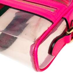 Pre Owned Gucci Pink PVC and Leather Mini Ophidia Transparent Shoulder Bag