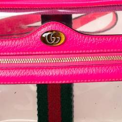 Pre Owned Gucci Pink PVC and Leather Mini Ophidia Transparent Shoulder Bag