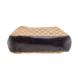 Pre Owned Gucci Beige/Brown GG Canvas And Leather Vintage Shoulder Bag