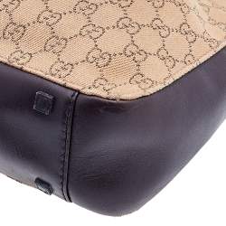 Pre Owned Gucci Beige/Brown GG Canvas And Leather Vintage Shoulder Bag