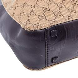 Pre Owned Gucci Beige/Brown GG Canvas And Leather Vintage Shoulder Bag