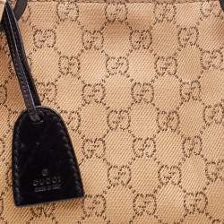 Pre Owned Gucci Beige/Brown GG Canvas And Leather Vintage Shoulder Bag