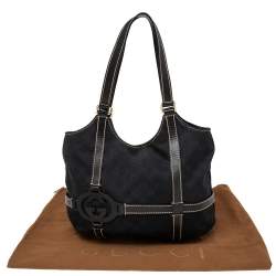 Pre Owned Gucci Black GG Canvas and Leather Royal Tote