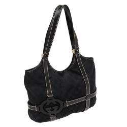 Pre Owned Gucci Black GG Canvas and Leather Royal Tote