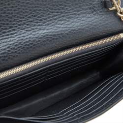 Gucci Black Leather Interlocking G Wallet on Chain