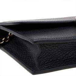 Gucci Black Leather Interlocking G Wallet on Chain