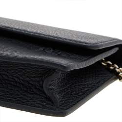 Gucci Black Leather Interlocking G Wallet on Chain