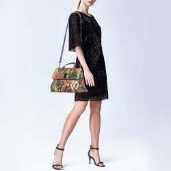 Pre Owned Gucci Multicolor Python Bamboo Daily Top Handle Bag