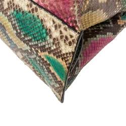 Pre Owned Gucci Multicolor Python Bamboo Daily Top Handle Bag