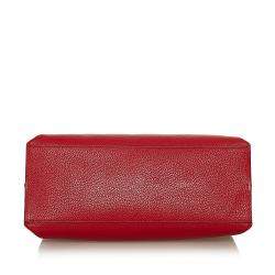 Pre Owned Gucci Red Leather Bamboo Daily Satchel Bag