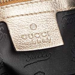 Pre Owned Gucci Beige/Gold GG Crystal Canvas and Leather Medium Babouska Indy Hobo