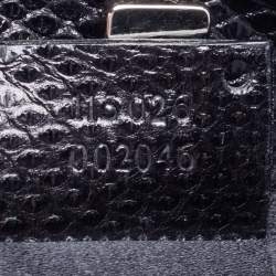 Pre Owned Gucci Black Fabric And Lizard Trim Reins Pochette