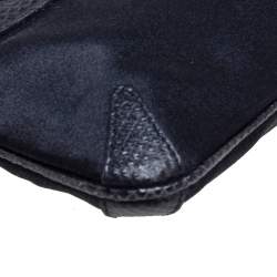 Pre Owned Gucci Black Fabric And Lizard Trim Reins Pochette